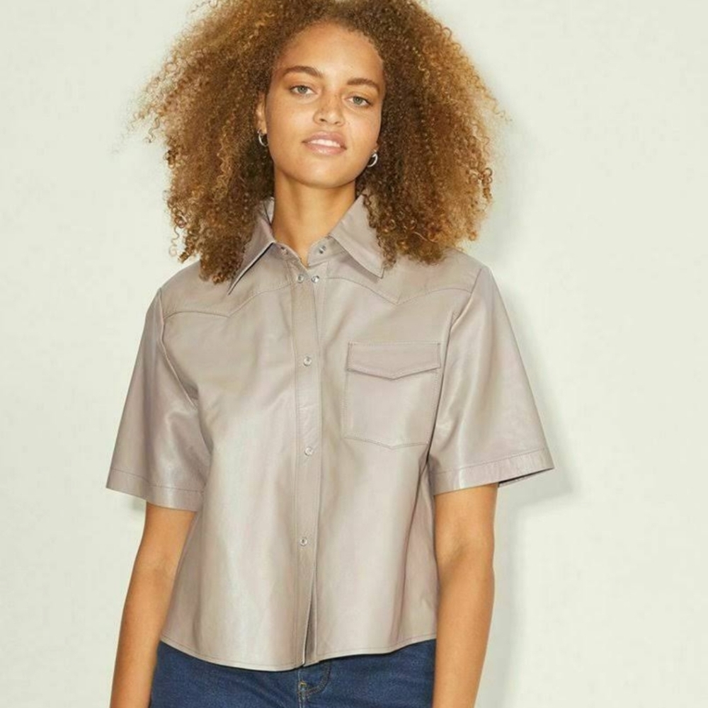 TOP SHOP.FAUX LEATHER SHIRT